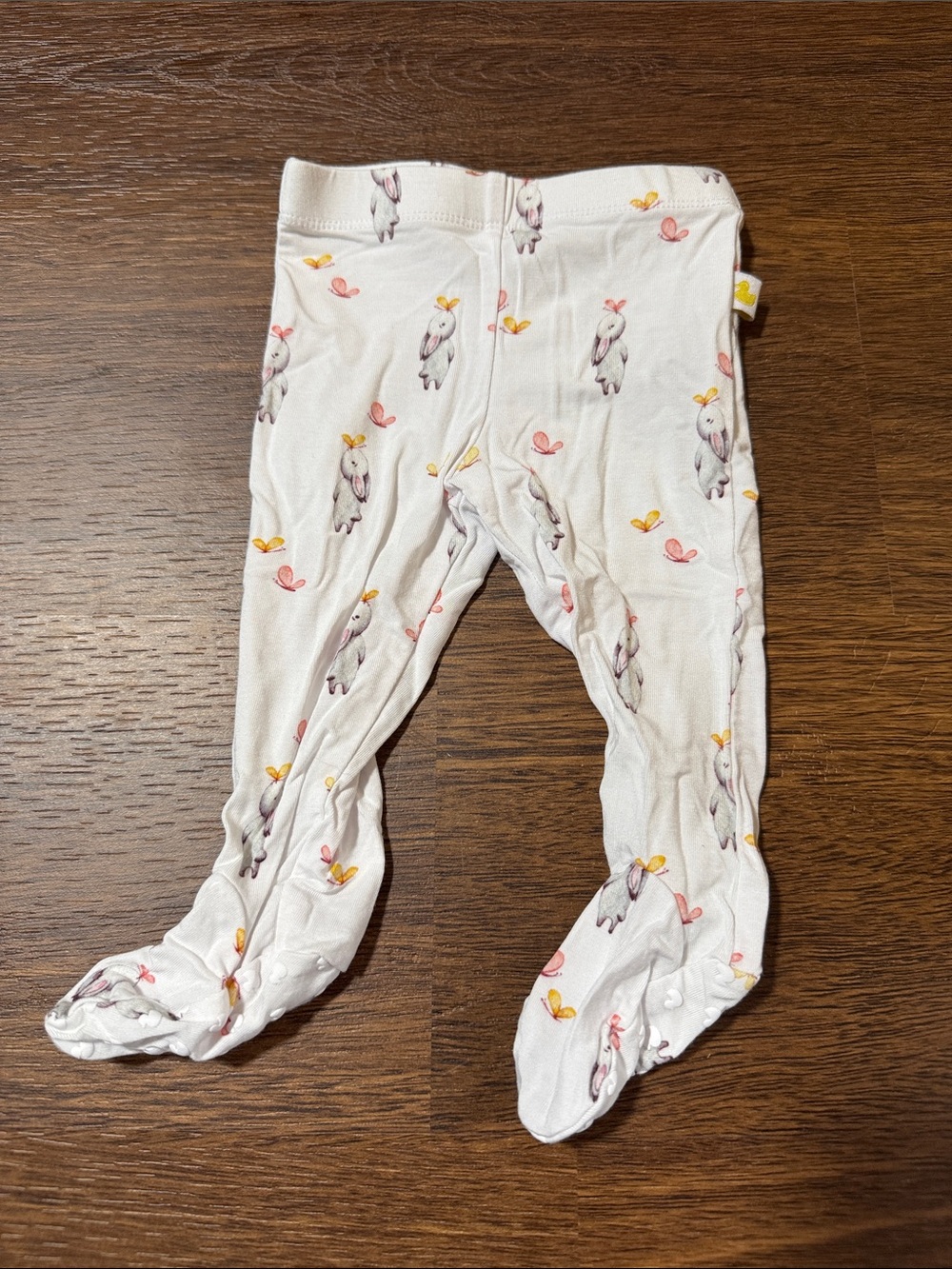 Posh Peanut Athena NB Cream Footed One-Piece with Bunny & Pink/Yellow Accents